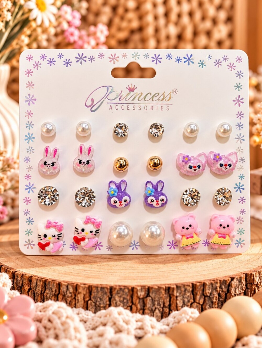 Kids Pink & Purple Animal Earring Set 12pk